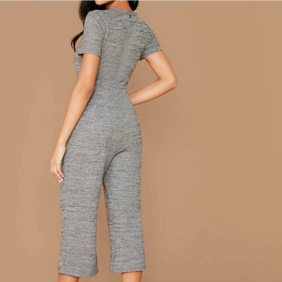 Grey Flare Leg Jumpsuit - Picture 2 of 3